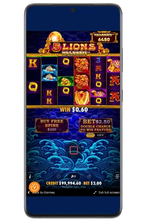 Control panel during spins in the game 5 Lions Megaways